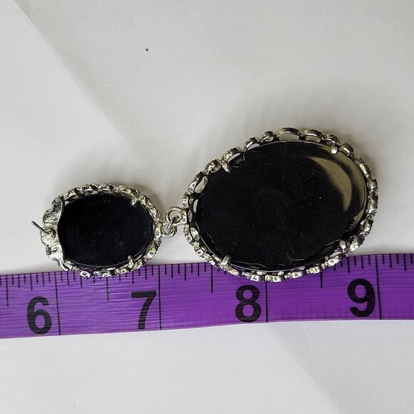 Black and Silver Earrings Chandelier Earrings Statement Earrings Filigree Silver - Picture 10 of 11